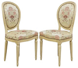 Chairs, Dining, French Louis XVI Style, Painted, Brocade Uphol., 1900s, Six (6) - Old Europe Antique Home Furnishings