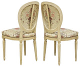 Chairs, Dining, French Louis XVI Style, Painted, Brocade Uphol., 1900s, Six (6) - Old Europe Antique Home Furnishings