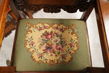 Chairs, Dining, Set of Eight Carved Needlepoint Upholstery, Vintage / Antique!! - Old Europe Antique Home Furnishings