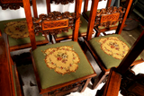 Chairs, Dining, Set of Eight Carved Needlepoint Upholstery, Vintage / Antique!! - Old Europe Antique Home Furnishings