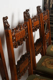 Chairs, Dining, Set of Eight Carved Needlepoint Upholstery, Vintage / Antique!! - Old Europe Antique Home Furnishings