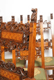 Chairs, Dining, Set of Eight Carved Needlepoint Upholstery, Vintage / Antique!! - Old Europe Antique Home Furnishings