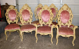 Chairs, Set of 8, Vintage Italian Carved, Dining Room Arm, Side Chairs, Vintage - Old Europe Antique Home Furnishings
