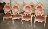 Chairs, Set of 8, Vintage Italian Carved, Dining Room Arm, Side Chairs, Vintage - Old Europe Antique Home Furnishings