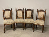 Chairs, Victorian, Set of Four, Carved, English, Shell Crest, Floral Upholstery! - Old Europe Antique Home Furnishings