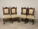 Chairs, Victorian, Set of Four, Carved, English, Shell Crest, Floral Upholstery! - Old Europe Antique Home Furnishings