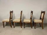 Chairs, Victorian, Set of Four, Carved, English, Shell Crest, Floral Upholstery! - Old Europe Antique Home Furnishings