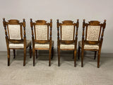 Chairs, Victorian, Set of Four, Carved, English, Shell Crest, Floral Upholstery! - Old Europe Antique Home Furnishings