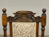 Chairs, Victorian, Set of Four, Carved, English, Shell Crest, Floral Upholstery! - Old Europe Antique Home Furnishings