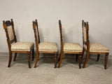 Chairs, Victorian, Set of Four, Carved, English, Shell Crest, Floral Upholstery! - Old Europe Antique Home Furnishings