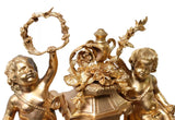 Clock, Dore, & Candelabra, Louis XV Style, Bronze, Gold, Mantel, Set of 3!