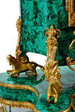 Clock on Stand, Faux Malachte, Large Regence Style, Ormolu-Mounted, 86.5"H!!
