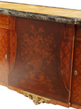 Commode A L'anglaise, Sideboard, Louis XVI Style Marquetry, Marble Top, Vintage! - Old Europe Antique Home Furnishings