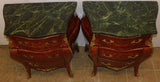 Commodes, Pair, Walnut Inlay, Marble Top, Diminutive, With Bronze Mounts!! - Old Europe Antique Home Furnishings