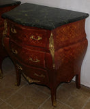 Commodes, Pair, Walnut Inlay, Marble Top, Diminutive, With Bronze Mounts!! - Old Europe Antique Home Furnishings