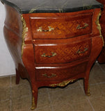 Commodes, Pair, Walnut Inlay, Marble Top, Diminutive, With Bronze Mounts!! - Old Europe Antique Home Furnishings