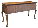 Console Table, English Georgian Styled Burled Walnut Cabinet, Early 1900s!! - Old Europe Antique Home Furnishings