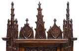 Cupboard / Cabinet, Credence, French, Gothic Revival, Highly Carved, Oak, 1800's - Old Europe Antique Home Furnishings