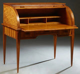 Desk, French, Louis XVI Style, Carved, Inlaid Cherry Cylinder Desk, Vintage!! - Old Europe Antique Home Furnishings