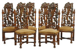 Dining Chairs, Set of 6, Spanish Revival, Carved, Polychrome, Cornucopia 54.5”! - Old Europe Antique Home Furnishings