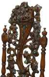 Dining Chairs, Set of 6, Spanish Revival, Carved, Polychrome, Cornucopia 54.5”! - Old Europe Antique Home Furnishings