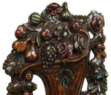 Dining Chairs, Set of 6, Spanish Revival, Carved, Polychrome, Cornucopia 54.5”! - Old Europe Antique Home Furnishings