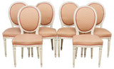 Dining Chairs, Side, (6) French Louis XVI Style, White Painted & Upholstered!!