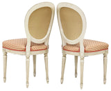 Dining Chairs, Side, (6) French Louis XVI Style, White Painted & Upholstered!!