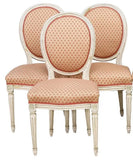 Dining Chairs, Side, (6) French Louis XVI Style, White Painted & Upholstered!!