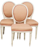 Dining Chairs, Side, (6) French Louis XVI Style, White Painted & Upholstered!!