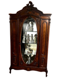 Display Cabinet, Armoire, Carved Wood, Mirror, Victorian / Antique, Early 1900s! - Old Europe Antique Home Furnishings