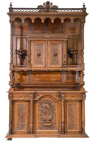 Double Buffet, Renaissance Style, Carved. Wood, Walnut, Vintage / Antique!! - Old Europe Antique Home Furnishings