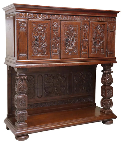 Antique Dressoir, Cupboard, Fren Ren Revival, Carved, Urns, Pinard, Ea– Old Europe Antique Home Furnishings