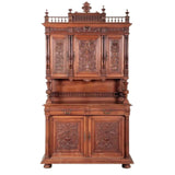 Cabinet, Carved Wood, French Henri II Style, 3 Shelves, Storage, Circa 1900's!! - Old Europe Antique Home Furnishings