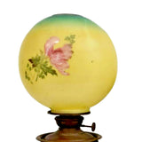 Antique Lamp, "Gone W/ The Wind" Converted Oil Lamp, Yellow, Gilt Base, 1800s! - Old Europe Antique Home Furnishings