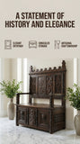Hall Bench, French Gothic Revival ,Carved Oak, Storage ,Tracery, 64”, 19th C.!!