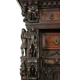 Antique Cabinet, Bambochi Style, Continental Baroque Walnut, Carved, 17-1800's! - Old Europe Antique Home Furnishings