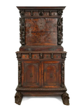 Antique Cabinet, Bambochi Style, Continental Baroque Walnut, Carved, 17-1800's! - Old Europe Antique Home Furnishings