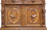 Hunt Buffet, French Renaissance Revival, Carved, Foliage, Figural, 19th C, 1800s - Old Europe Antique Home Furnishings