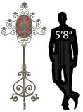 Lamp, Monumental, Spanish Wrought Iron, 7-Lt. Floor Candelbraum, 77H, E. 1900s!