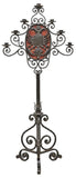 Lamp, Monumental, Spanish Wrought Iron, 7-Lt. Floor Candelbraum, 77H, E. 1900s!