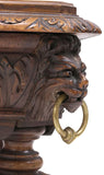 Library Table, English, Jacobean Revival, Carved, Leather Top, 103 inch, 1800s! - Old Europe Antique Home Furnishings