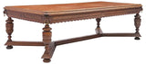 Library Table, English, Jacobean Revival, Carved, Leather Top, 103 inch, 1800s! - Old Europe Antique Home Furnishings