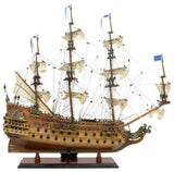 Model Ship, French Ship of the Line 'Soleil Royale', Masts and Sails, 1900's! - Old Europe Antique Home Furnishings
