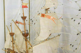 Model Ship, Spanish Galleon, Large Glass Case Model, Great Man Cave Piece! - Old Europe Antique Home Furnishings