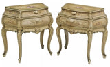 Nightstands, Bombe, Pair, Italian, Venetian, Paint Decorated, Vintage / Antique