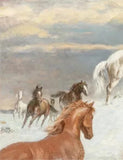 Oil Painting on Panel, Signed by Sam Savitt, (Amer 1917-2000) "Keeping Up", 1997 - Old Europe Antique Home Furnishings