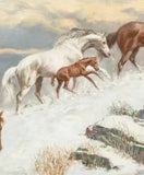 Oil Painting on Panel, Signed by Sam Savitt, (Amer 1917-2000) "Keeping Up", 1997 - Old Europe Antique Home Furnishings