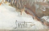 Oil Painting on Panel, Signed by Sam Savitt, (Amer 1917-2000) "Keeping Up", 1997 - Old Europe Antique Home Furnishings