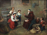 Oil Painting, "A Lesson in Scripture", Framed, After Francesco Bergamini, Vinage!!